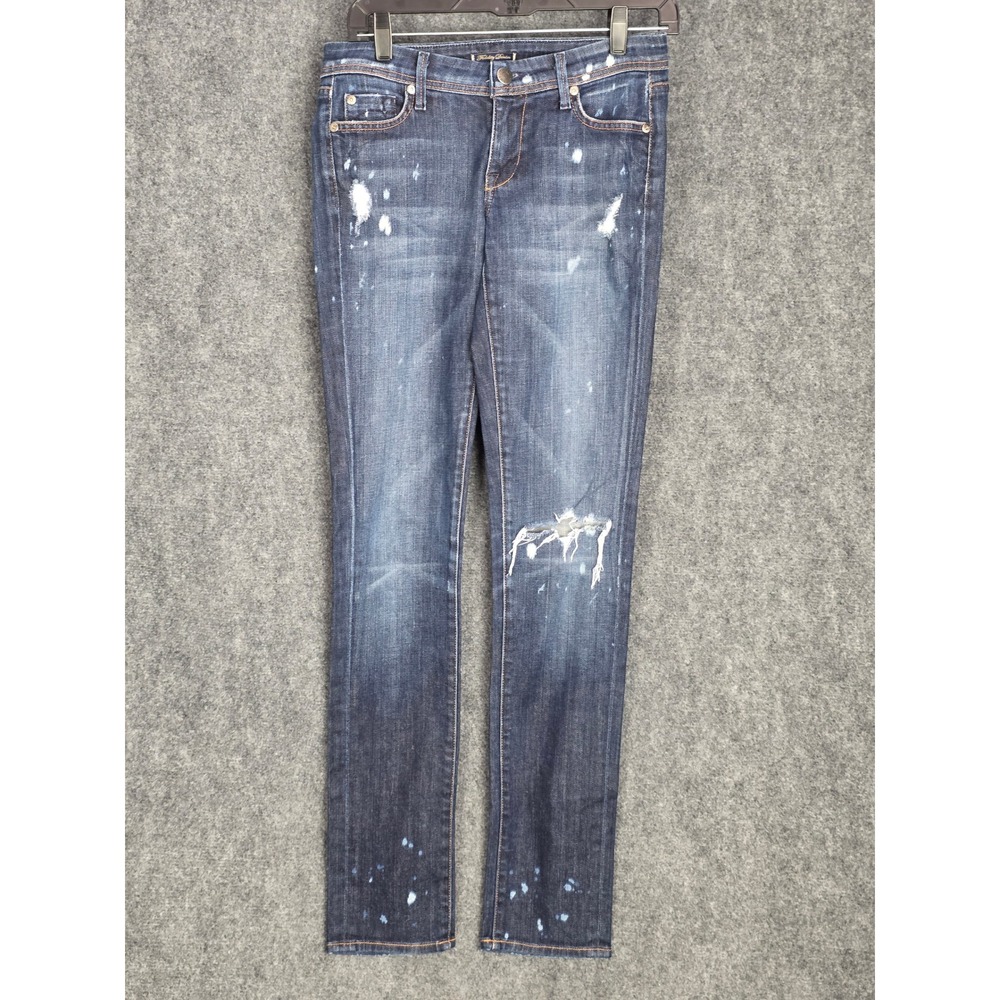 Fidelity Denim Scoop B4165 Dark Destruct‎ Jeans Women's Distressed Sz 4 Blue Y2K